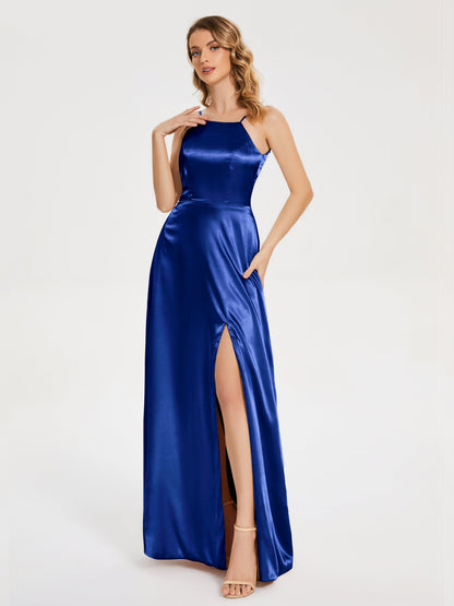 Miriam Backless Soft Satin Bridesmaid Dress with Slit