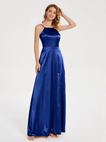 Miriam Backless Soft Satin Bridesmaid Dress with Slit