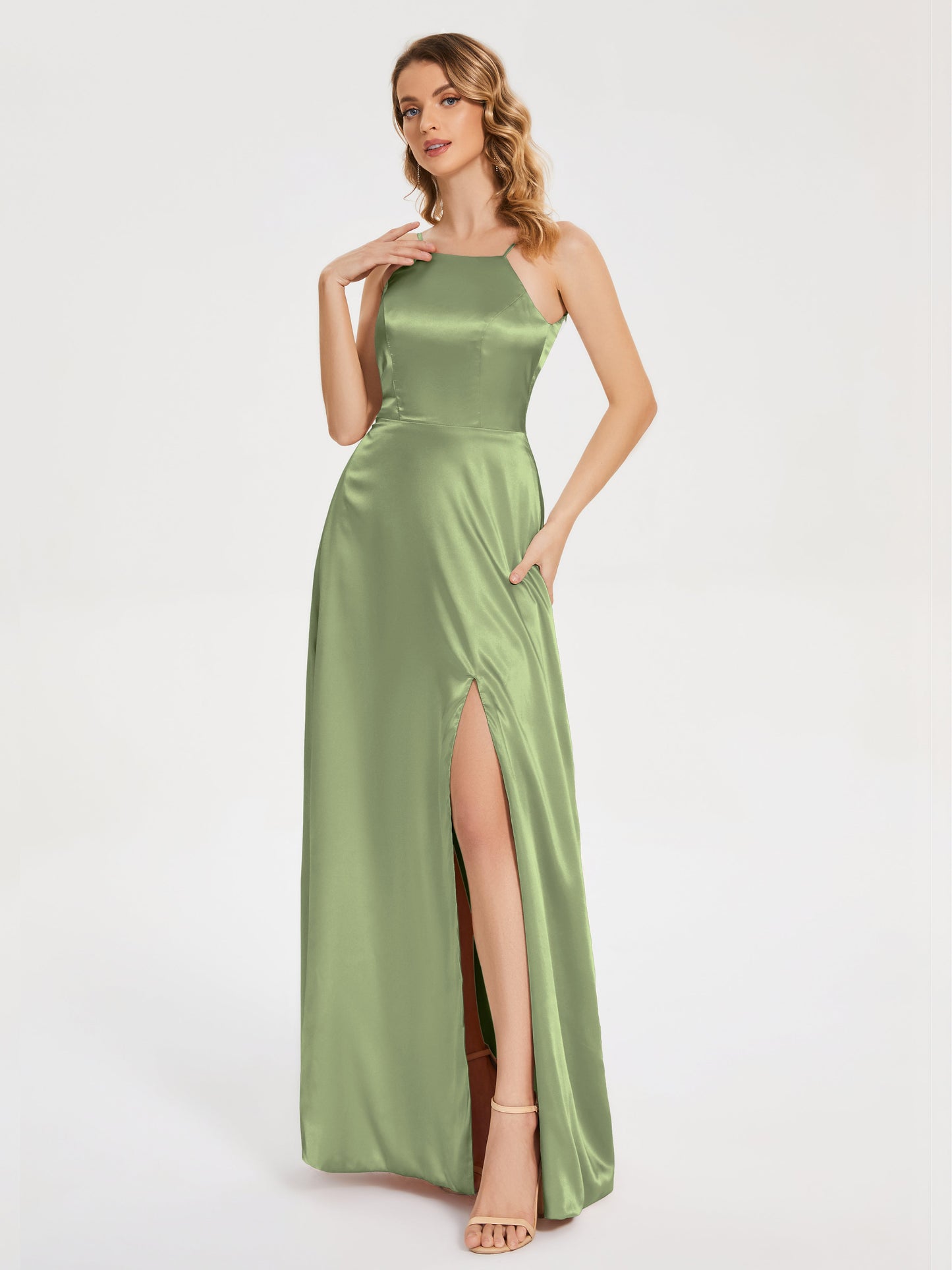 Miriam Backless Soft Satin Bridesmaid Dress with Slit