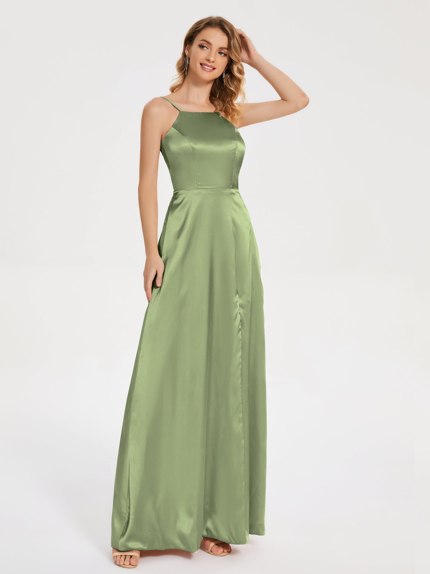 Miriam Backless Soft Satin Bridesmaid Dress with Slit
