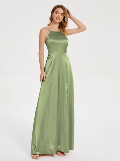 Miriam Backless Soft Satin Bridesmaid Dress with Slit