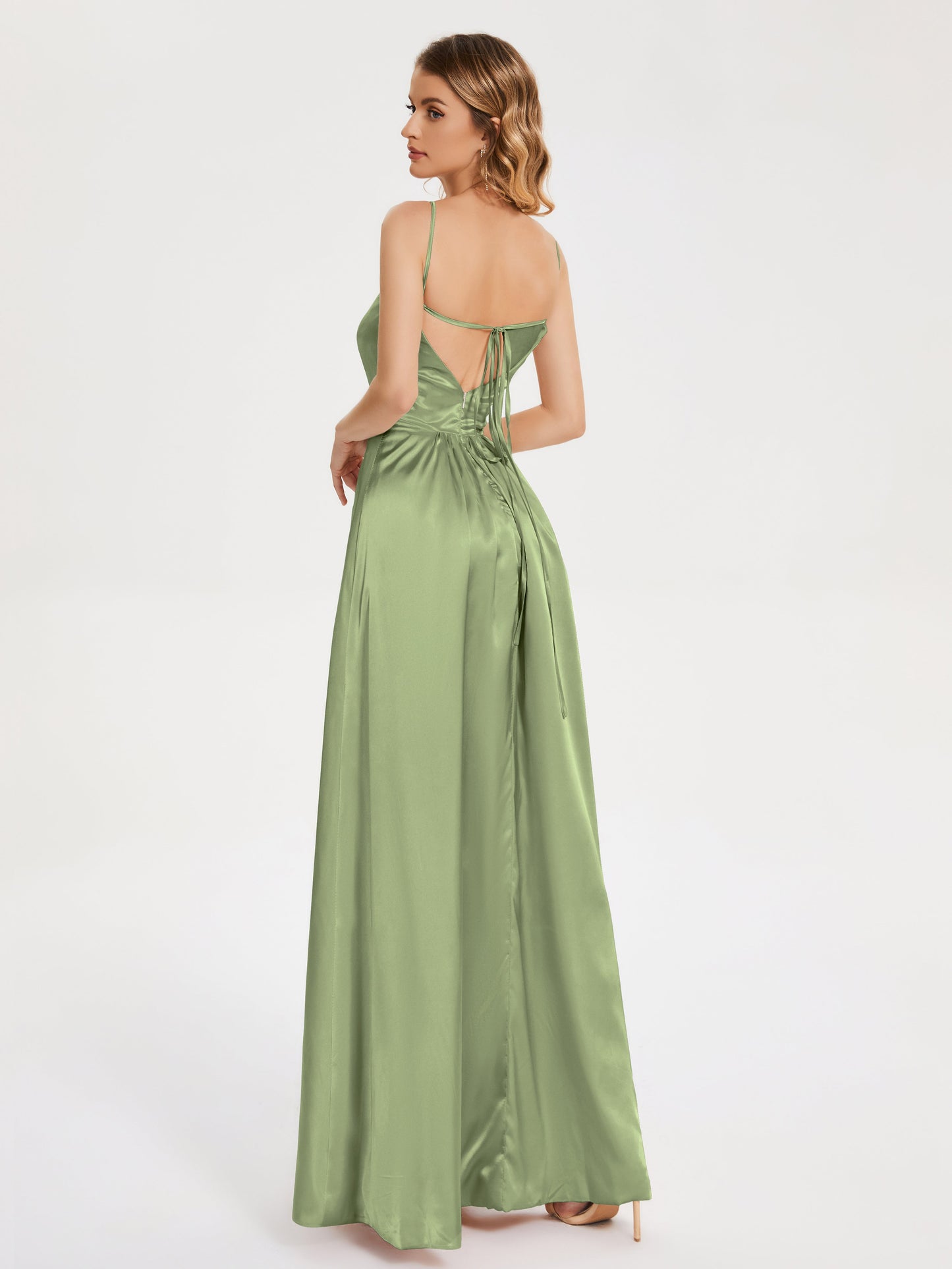 Miriam Backless Soft Satin Bridesmaid Dress with Slit