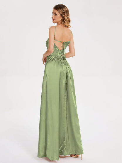 Miriam Backless Soft Satin Bridesmaid Dress with Slit