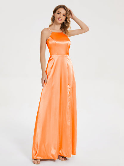 Miriam Backless Soft Satin Bridesmaid Dress with Slit