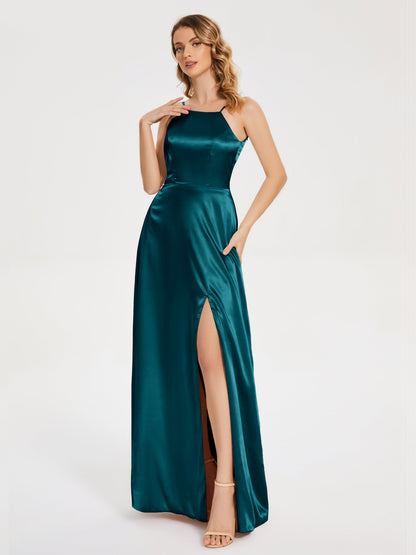 Miriam Backless Soft Satin Bridesmaid Dress with Slit