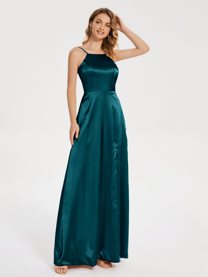 Miriam Backless Soft Satin Bridesmaid Dress with Slit