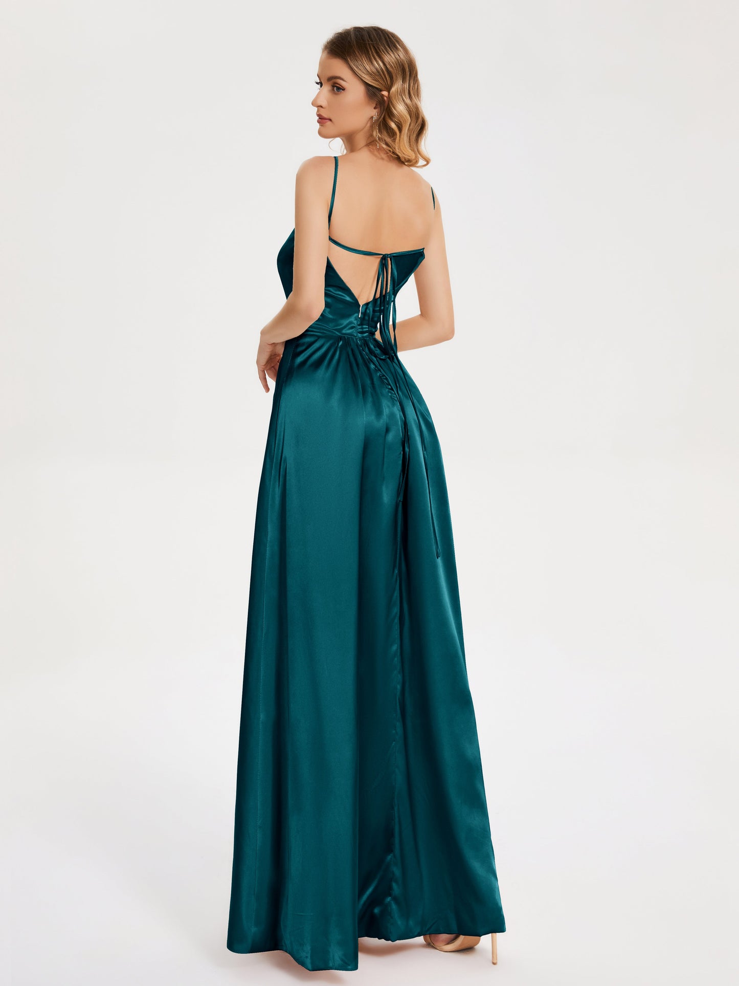 Miriam Backless Soft Satin Bridesmaid Dress with Slit
