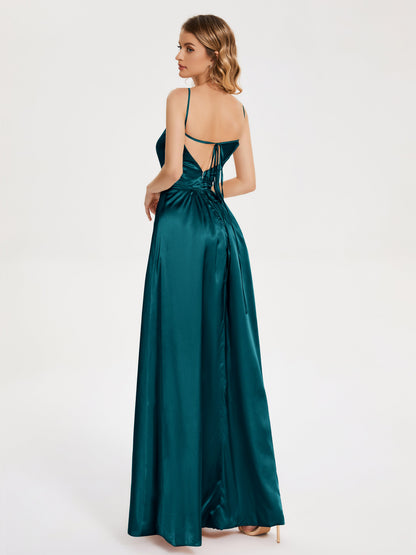 Miriam Backless Soft Satin Bridesmaid Dress with Slit