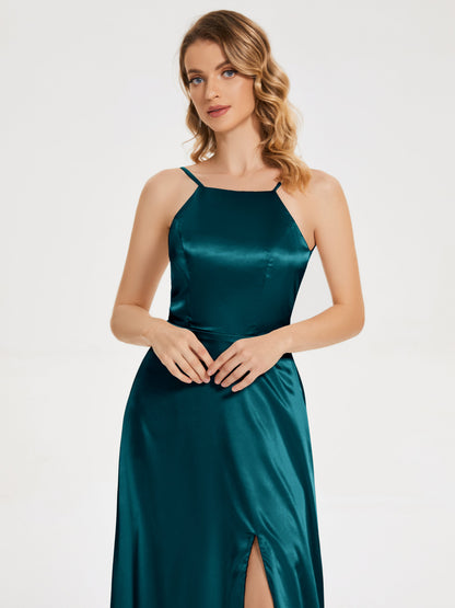 Miriam Backless Soft Satin Bridesmaid Dress with Slit