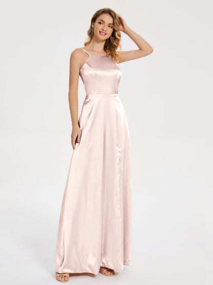 Miriam Backless Soft Satin Bridesmaid Dress with Slit
