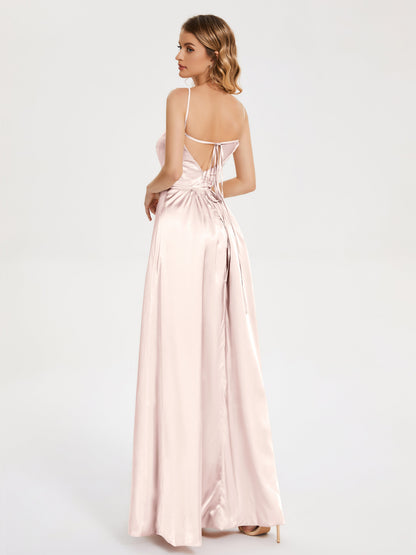 Miriam Backless Soft Satin Bridesmaid Dress with Slit