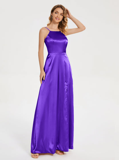 Miriam Backless Soft Satin Bridesmaid Dress with Slit