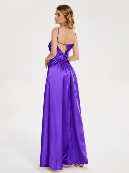 Miriam Backless Soft Satin Bridesmaid Dress with Slit