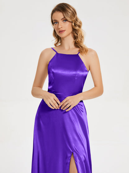 Miriam Backless Soft Satin Bridesmaid Dress with Slit