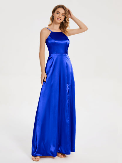 Miriam Backless Soft Satin Bridesmaid Dress with Slit