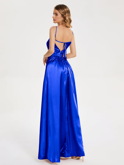 Miriam Backless Soft Satin Bridesmaid Dress with Slit