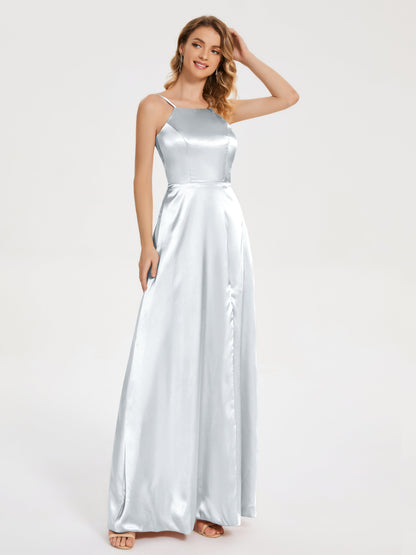 Miriam Backless Soft Satin Bridesmaid Dress with Slit