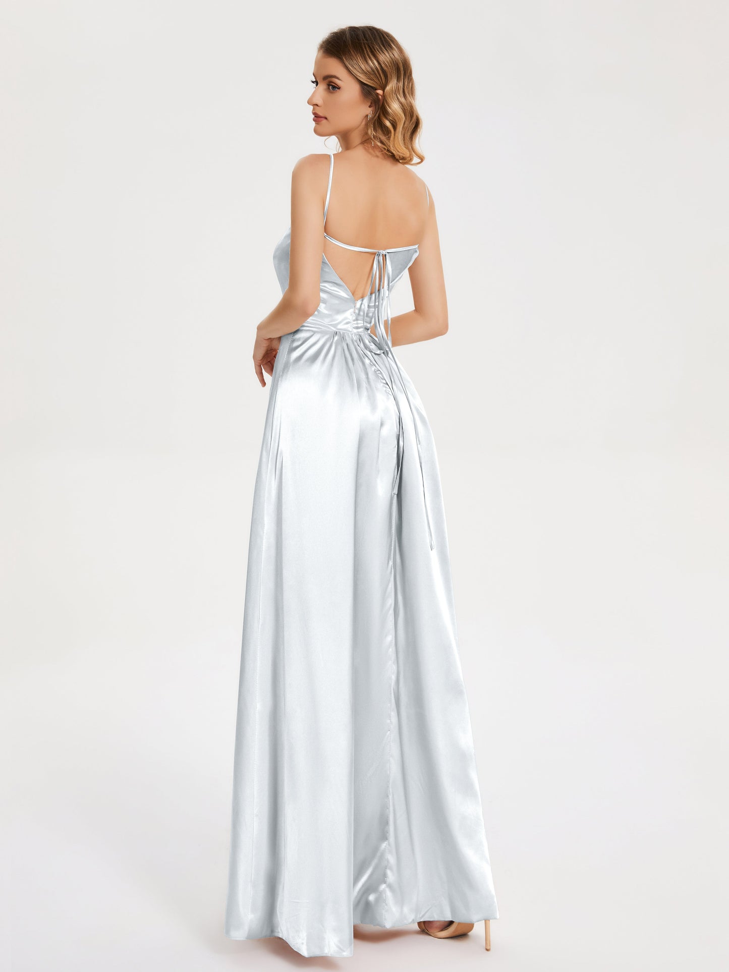 Miriam Backless Soft Satin Bridesmaid Dress with Slit