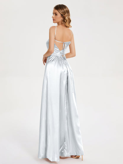 Miriam Backless Soft Satin Bridesmaid Dress with Slit