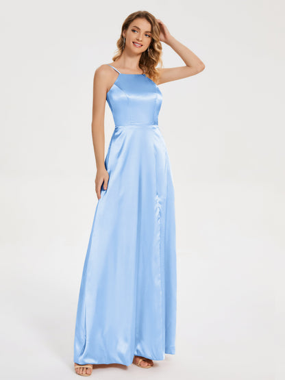 Miriam Backless Soft Satin Bridesmaid Dress with Slit