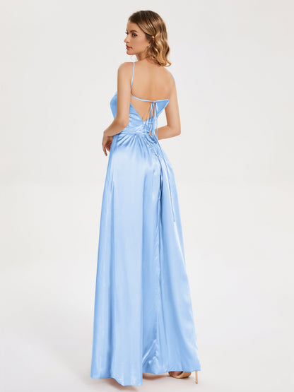 Miriam Backless Soft Satin Bridesmaid Dress with Slit