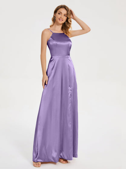 Miriam Backless Soft Satin Bridesmaid Dress with Slit