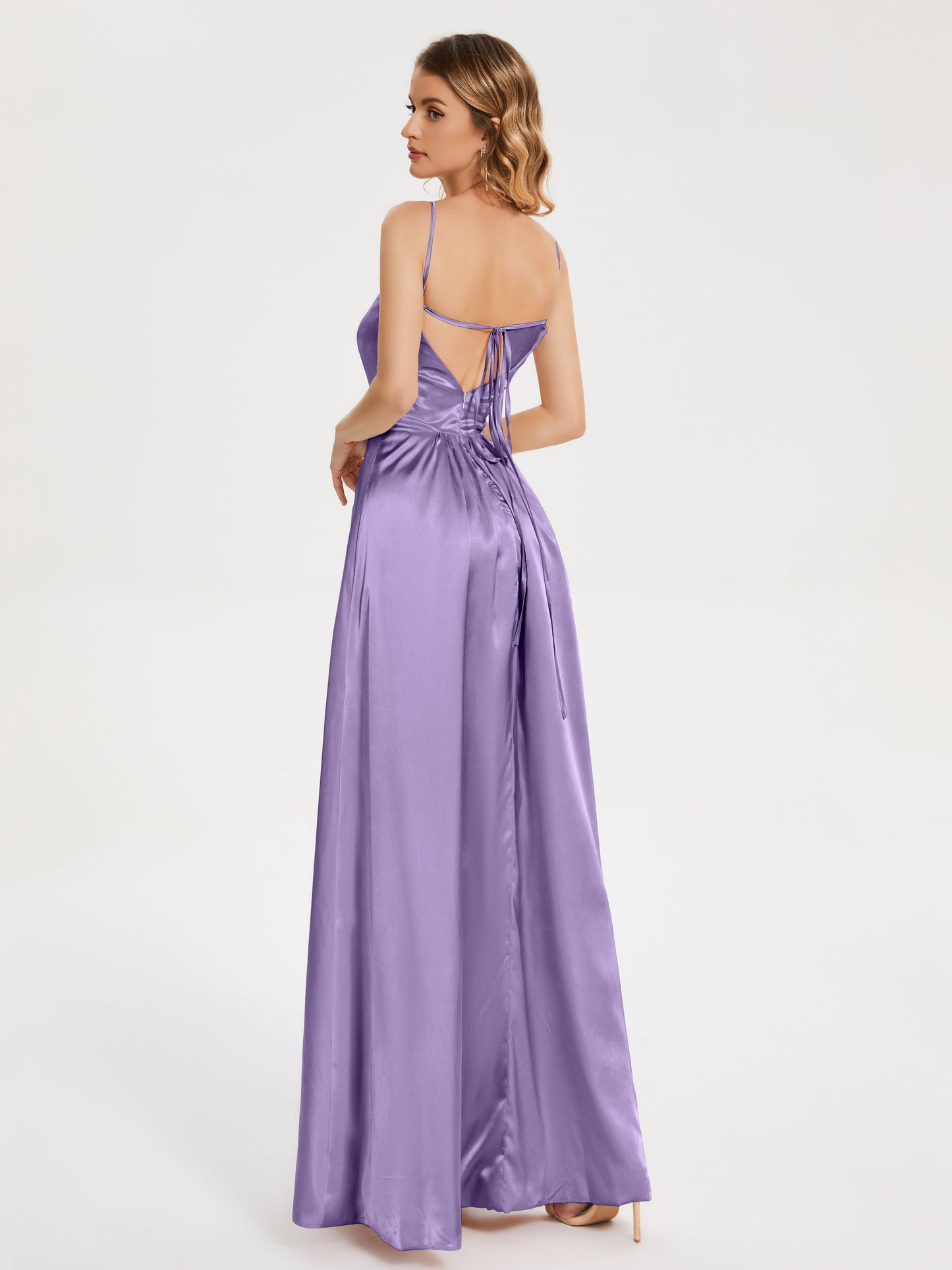 Miriam Backless Soft Satin Bridesmaid Dress with Slit