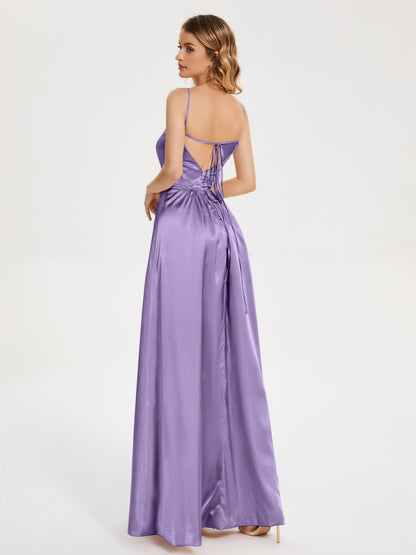 Miriam Backless Soft Satin Bridesmaid Dress with Slit