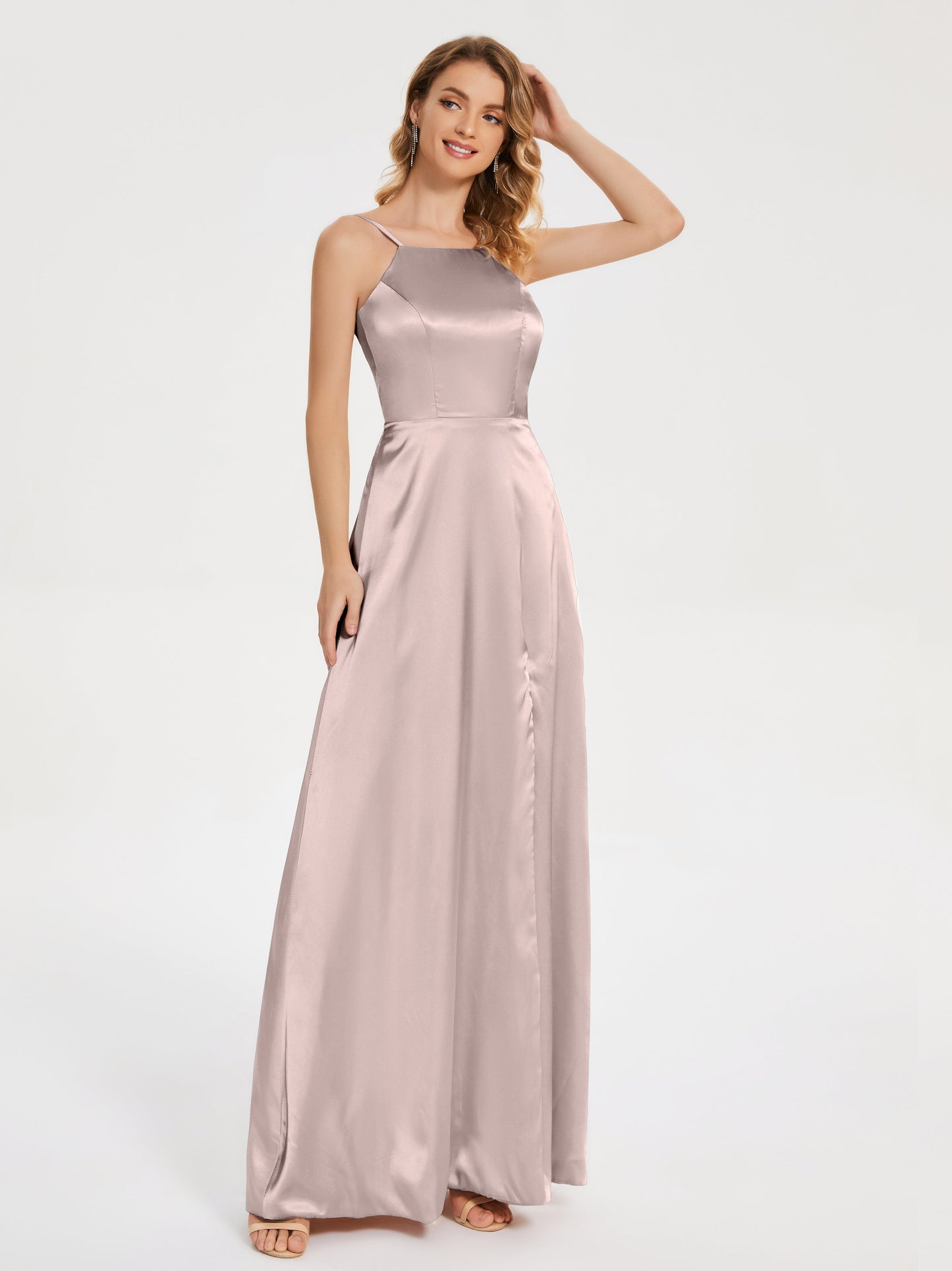 Miriam Backless Soft Satin Bridesmaid Dress with Slit