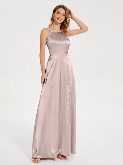 Miriam Backless Soft Satin Bridesmaid Dress with Slit