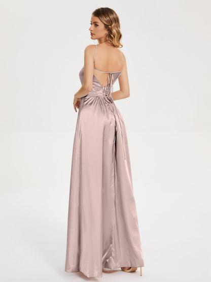 Miriam Backless Soft Satin Bridesmaid Dress with Slit