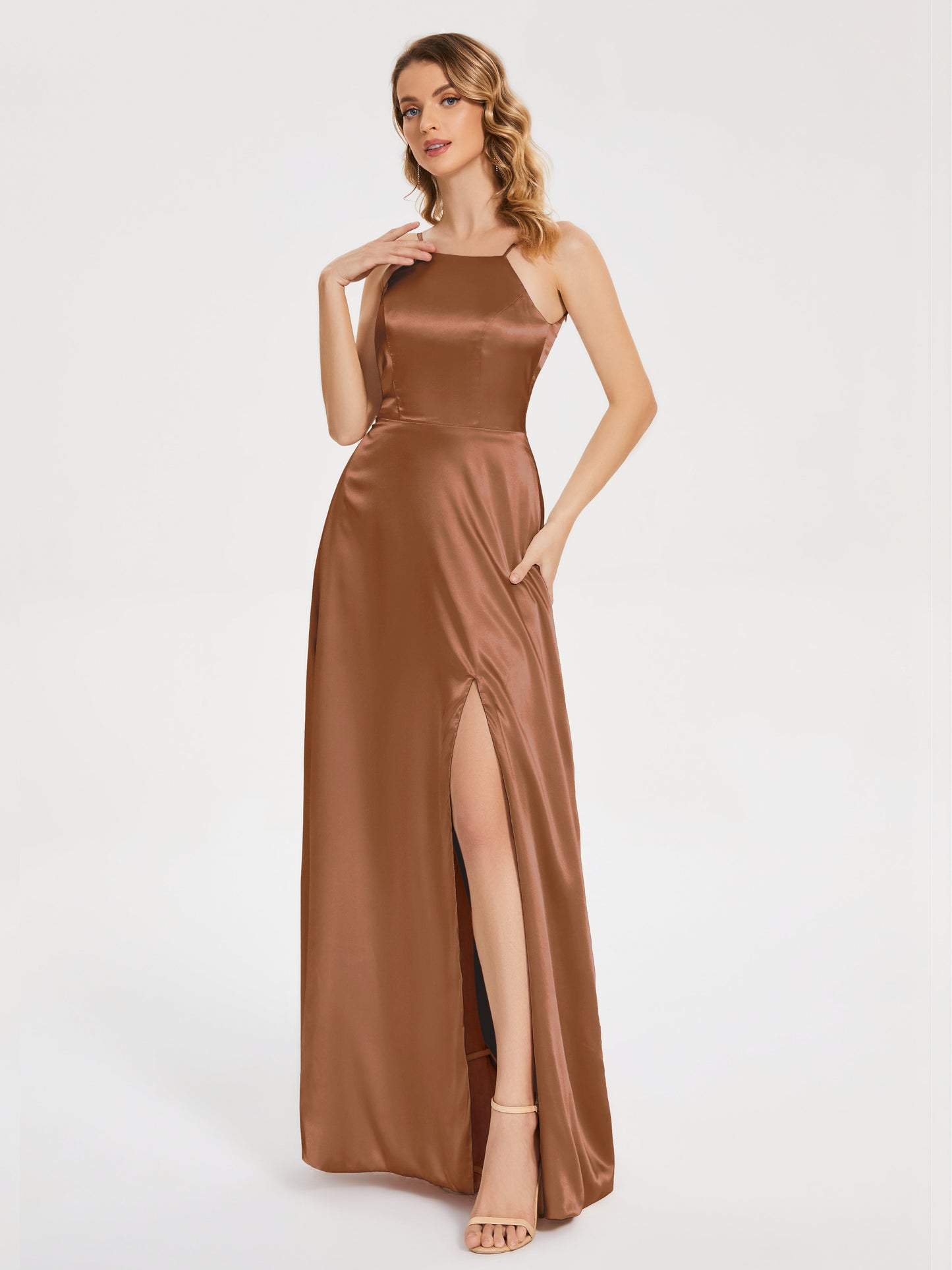 Miriam Backless Soft Satin Bridesmaid Dress with Slit