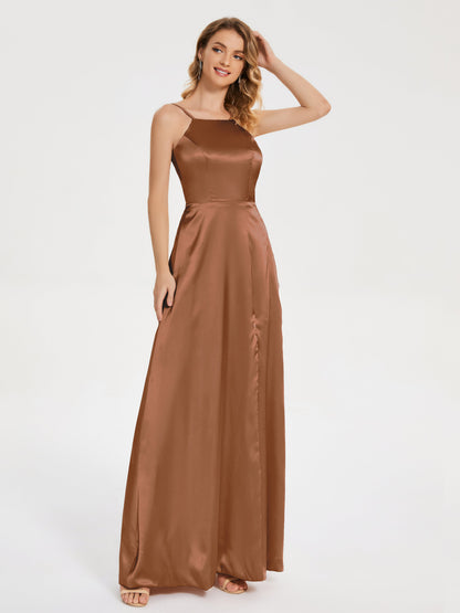 Miriam Backless Soft Satin Bridesmaid Dress with Slit