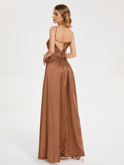 Miriam Backless Soft Satin Bridesmaid Dress with Slit
