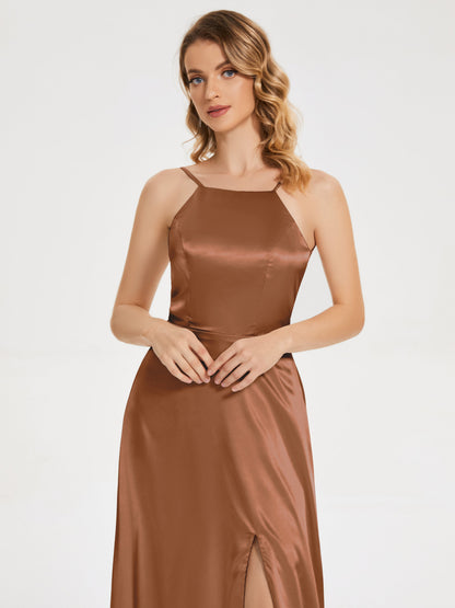 Miriam Backless Soft Satin Bridesmaid Dress with Slit