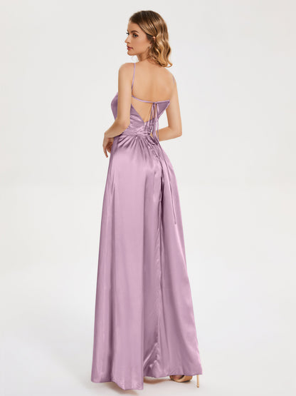 Miriam Backless Soft Satin Bridesmaid Dress with Slit