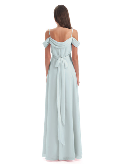 Brenna Off The Shoulder Chiffon Long Bridesmaid Dresses