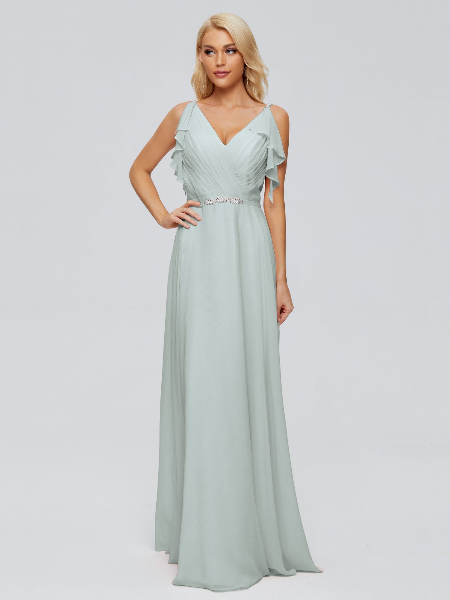 Brianna Straps V-back Chiffon Bridesmaid Dresses