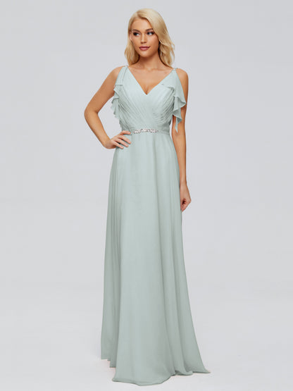 Brianna Straps V-back Chiffon Bridesmaid Dresses