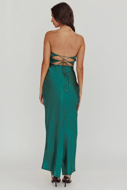 Good Impression Double Twist Midi Dress Forest Green