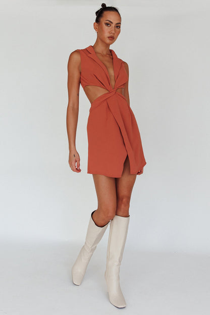 Milarni Collared Cut-Out Mini Dress Rose