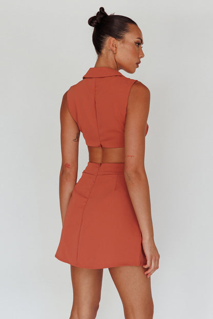Milarni Collared Cut-Out Mini Dress Rose