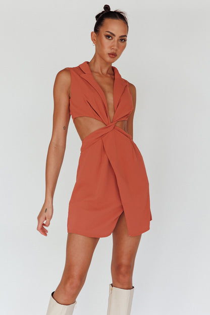 Milarni Collared Cut-Out Mini Dress Rose