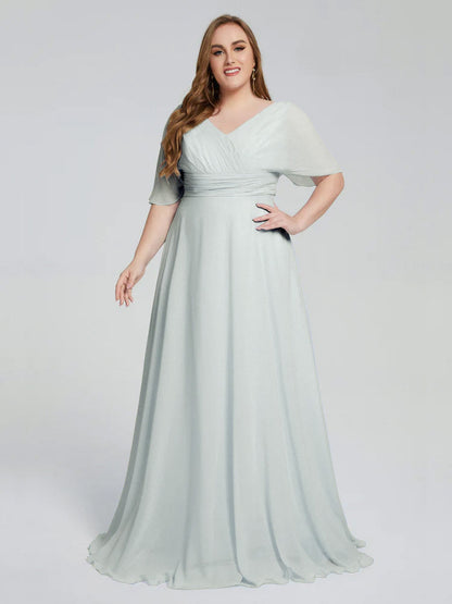 Daniela Sweep Train Plus Size Bridesmaid Dresses with Sleeves
