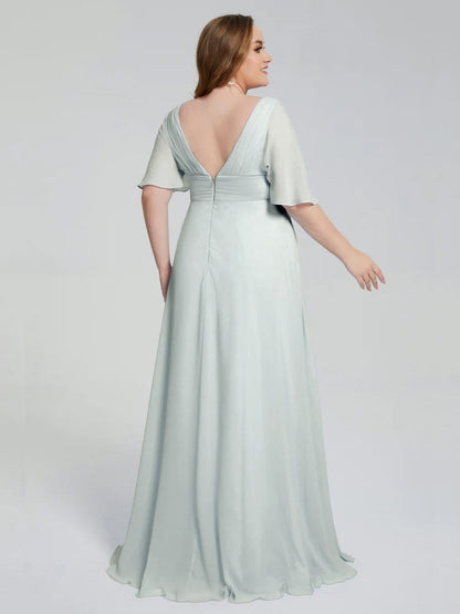 Daniela Sweep Train Plus Size Bridesmaid Dresses with Sleeves