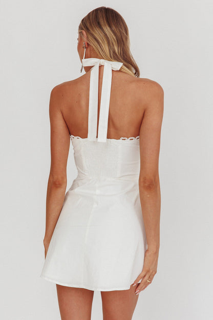Jovial Halterneck Mini Dress White