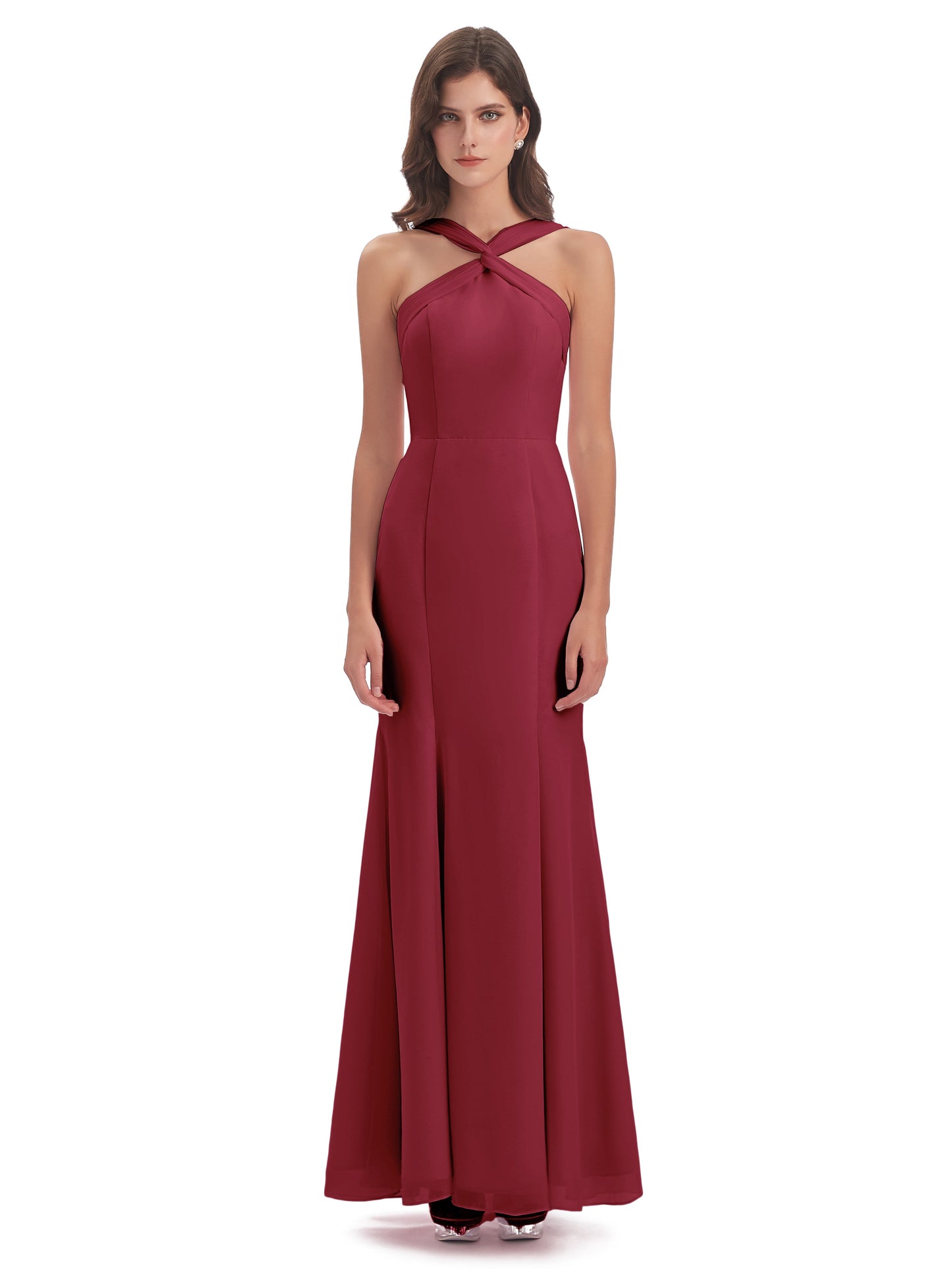 Aubrey Hourglass Halter Chiffon Bridesmaid Dresses