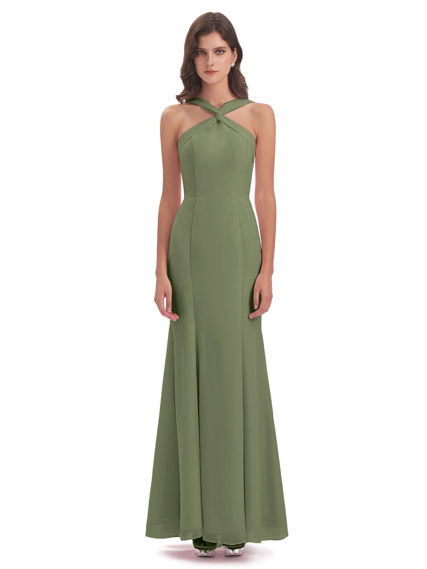 Aubrey Hourglass Halter Chiffon Bridesmaid Dresses