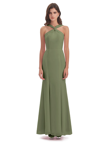 Aubrey Hourglass Halter Chiffon Bridesmaid Dresses
