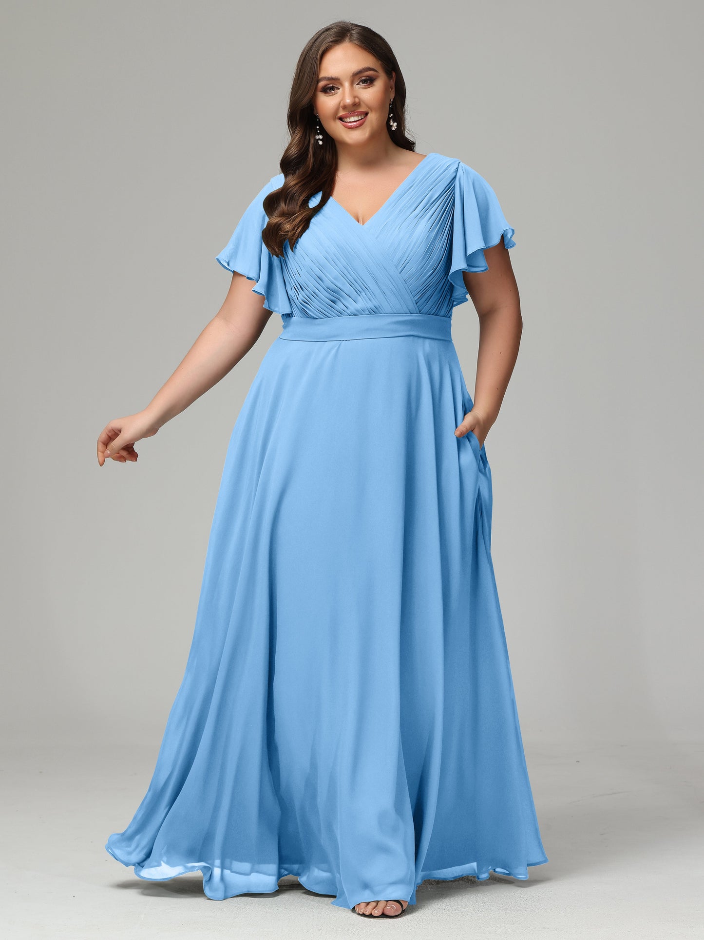 Elegant Plus Size Long Bridesmaid Dresses with Sleeves